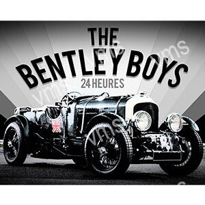 Classic Bentley race car with 'The Bentley Boys' text.