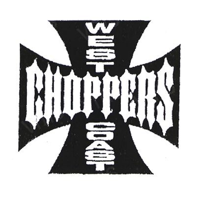 West Coast Choppers logo with a black iron cross design.
