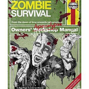 Cover of a Zombie Survival Owners' Workshop Manual with graphic zombie illustration.
