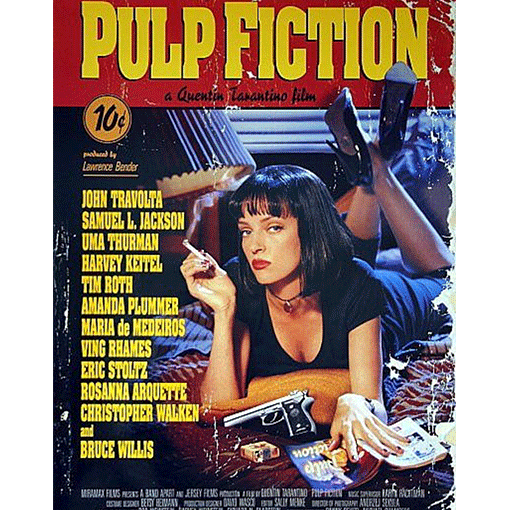 Classic "Pulp Fiction" movie poster featuring Uma Thurman.
